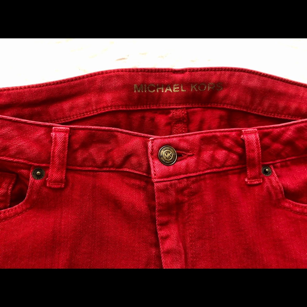 Michael Kors Ladies Red Denim Pants SZ 8 - Picture 8 of 13